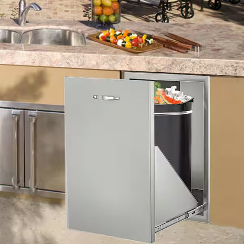 Outdoor Kitchen Trash and Recycling Bins