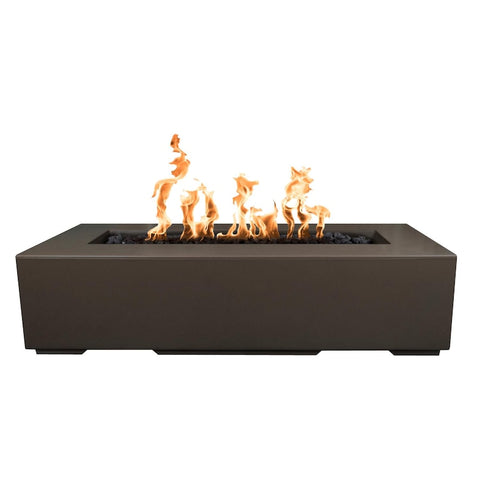 Regal 48 Inch Match Light Rectangular GFRC Concrete Propane Fire Pit in Chocolate By The Outdoor Plus