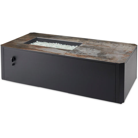 Kinney 55 Inch Rectangular Powder Coated Steel Propane Fire Pit Table in Black By The Outdoor GreatRoom Company