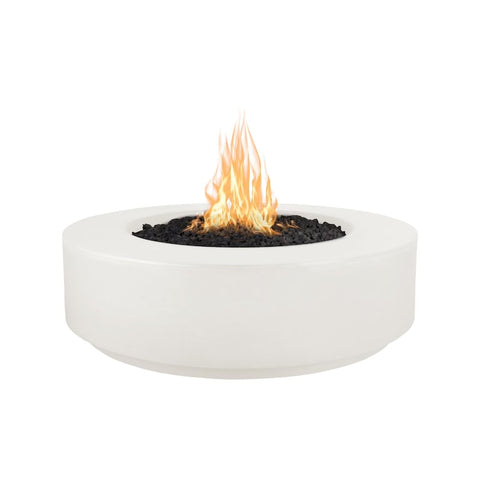 Florence 42 Inch Match Light Round GFRC Concrete Propane Fire Pit in Limestone By The Outdoor Plus