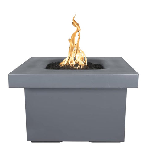 Ramona 36 Inch Match Light Square GFRC Concrete Propane Fire Pit Table in Gray By The Outdoor Plus