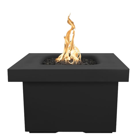 Ramona 36 Inch Match Light Square GFRC Concrete Propane Fire Pit Table in Black By The Outdoor Plus
