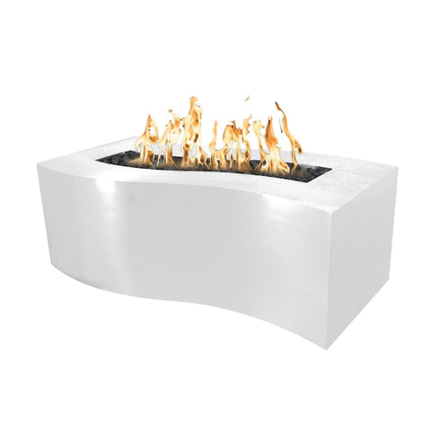 Billow 60 Inch Match Light Rectangular Powder Coated Steel Propane Fire Pit in White By The Outdoor Plus