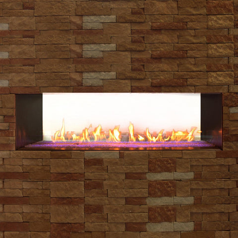 White Mountain Hearth By Empire Carol Rose 48-Inch Vent Free Natural Gas Outdoor Linear See-Through Fireplace W/ Manual Electronic Ignition & LED Light System - OLL48SP12SN