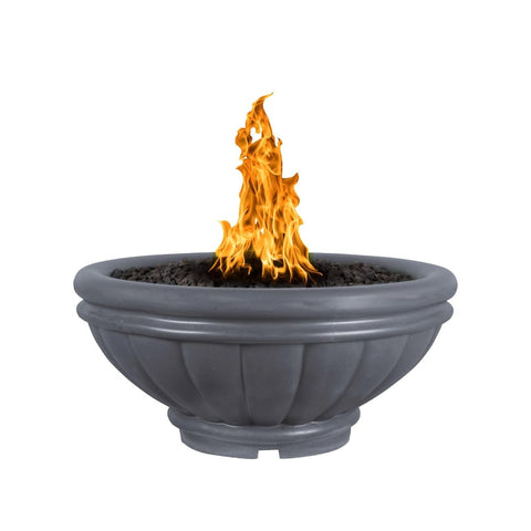 Roma 24 Inch Match Light Round GFRC Concrete Propane Fire Pit in Gray By The Outdoor Plus