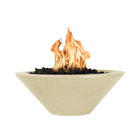 Cazo 24 Inch Match Light Round GFRC Concrete Natural Gas Fire Bowl in Vanilla By The Outdoor Plus