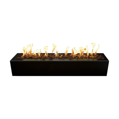 Eaves 60 Inch Match Light Rectangular Powder Coated Steel Propane Fire Pit in Black By The Outdoor Plus