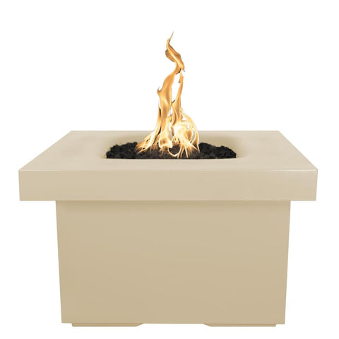 Ramona 36 Inch Match Light Square GFRC Concrete Propane Fire Pit Table in Vanilla By The Outdoor Plus