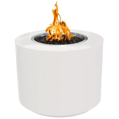 Beverly 30 Inch Match Light Round Powder Coated Steel Propane Fire Pit in White By The Outdoor Plus