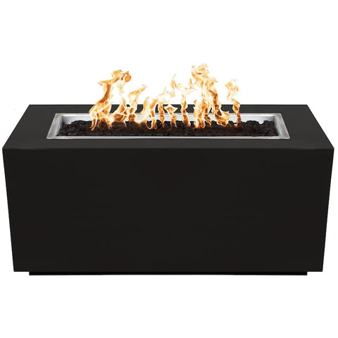 Pismo 48 Inch Match Light Rectangular Powder Coated Steel Propane Fire Pit in Black By The Outdoor Plus