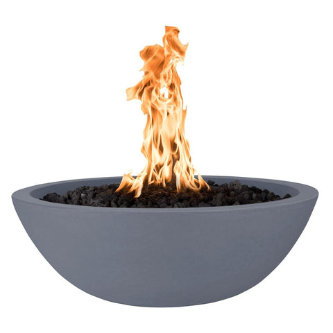 Sedona 27 Inch Match Light Round GFRC Concrete Propane Fire Bowl in Gray By The Outdoor Plus