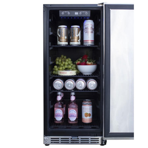 American Made Grills 15-Inch Outdoor Rated Fridge w/ Stainless Door - AMG-RFR-15S