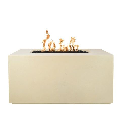 Pismo 48 Inch Match Light Rectangular GFRC Concrete Propane Fire Pit in Vanilla By The Outdoor Plus