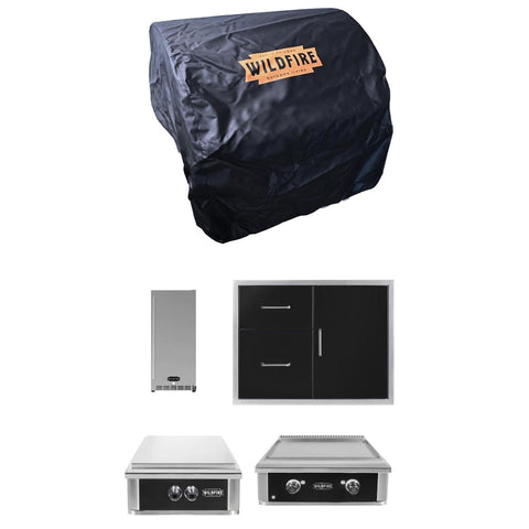 Wildfire Outdoor Kitchen Package w/30-In Griddle, Power Burner, and 15-In Outdoor Rated Refrigerator - WF-PRO30GRD-RH-LP