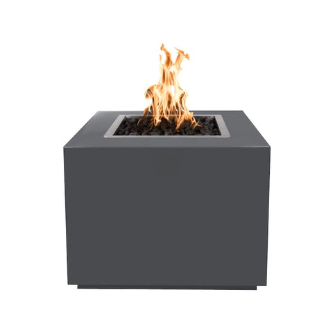 Forma 30 Inch Match Light Square Powder Coated Steel Propane Fire Pit in Gray By The Outdoor Plus