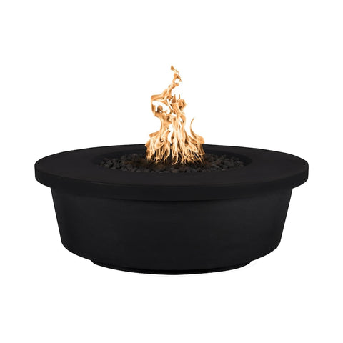 Tempe 48 Inch Match Light Round GFRC Concrete Propane Fire Pit in Black By The Outdoor Plus