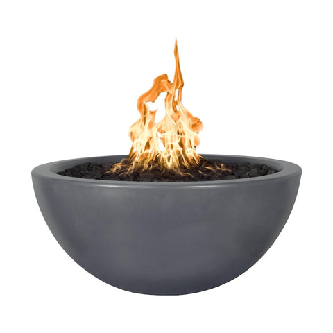 Luna 30 Inch Match Light Round GFRC Concrete Propane Fire Pit in Gray By The Outdoor Plus
