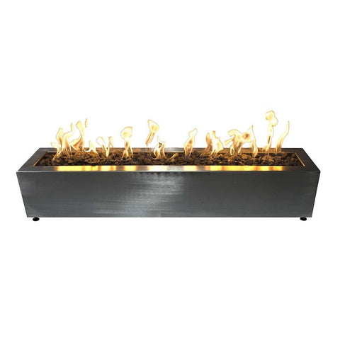 Eaves 60 Inch Match Light Rectangular Stainless Steel Propane Fire Pit in Stainless Steel By The Outdoor Plus