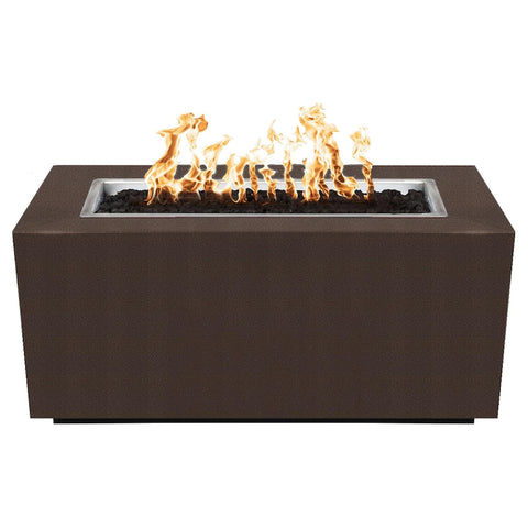 Pismo 48 Inch Match Light Rectangular Powder Coated Steel Propane Fire Pit in Copper By The Outdoor Plus