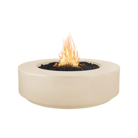 Florence 42 Inch Match Light Round GFRC Concrete Propane Fire Pit in Vanilla By The Outdoor Plus