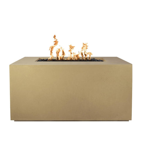 Pismo 48 Inch Match Light Rectangular GFRC Concrete Propane Fire Pit in Brown By The Outdoor Plus
