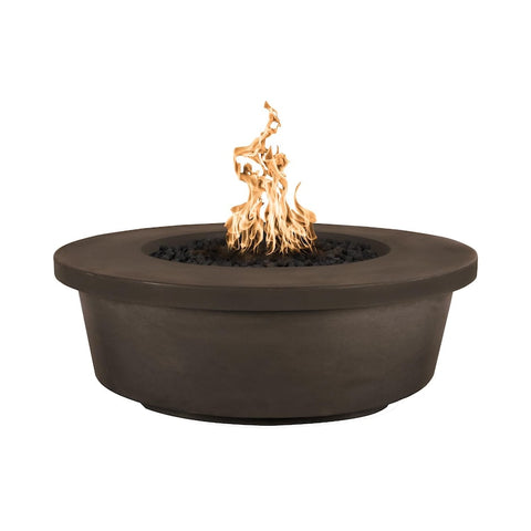 Tempe 48 Inch Match Light Round GFRC Concrete Propane Fire Pit in Chocolate By The Outdoor Plus