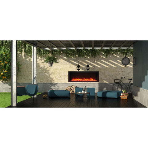 Remii by Amantii Panorama Extra Slim 45-Inch Smart Built-In Electric Fireplace with Black Steel Surround - Indoor/Outdoor - 102745-XS
