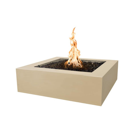 Quad 36 Inch Match Light Square GFRC Concrete Propane Fire Pit in Vanilla By The Outdoor Plus