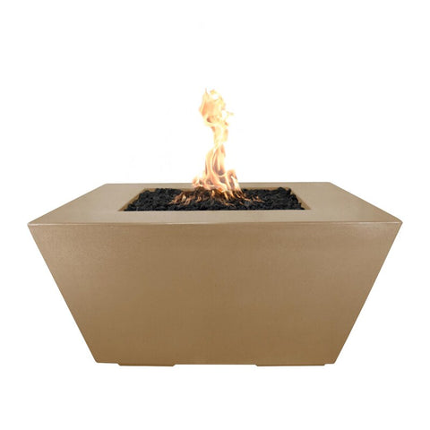 Redan 50 Inch Match Light Square GFRC Concrete Propane Fire Pit in Brown By The Outdoor Plus
