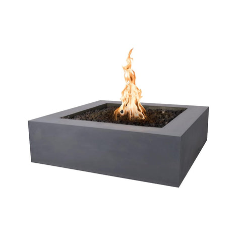 Quad 36 Inch Match Light Square GFRC Concrete Propane Fire Pit in Gray By The Outdoor Plus