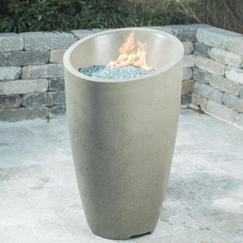 Eclipse 23 Inch Round GFRC Concrete Propane Fire Urn in Smoke By American Fyre Designs