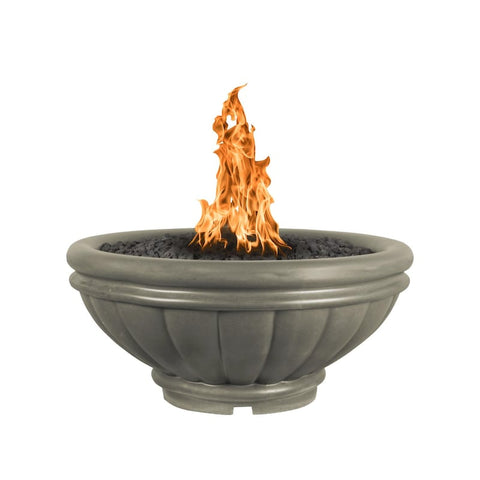 Roma 24 Inch Match Light Round GFRC Concrete Propane Fire Pit in Ash By The Outdoor Plus