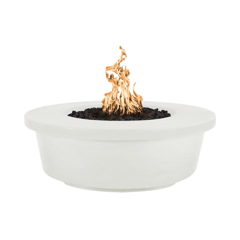 Tempe 48 Inch Match Light Round GFRC Concrete Propane Fire Pit in Limestone By The Outdoor Plus