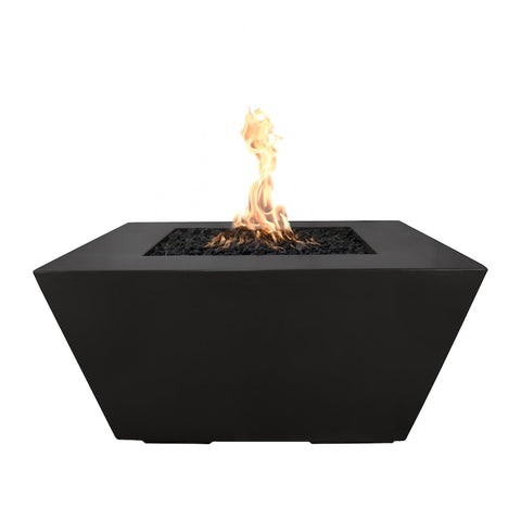 Redan 50 Inch Match Light Square GFRC Concrete Propane Fire Pit in Black By The Outdoor Plus