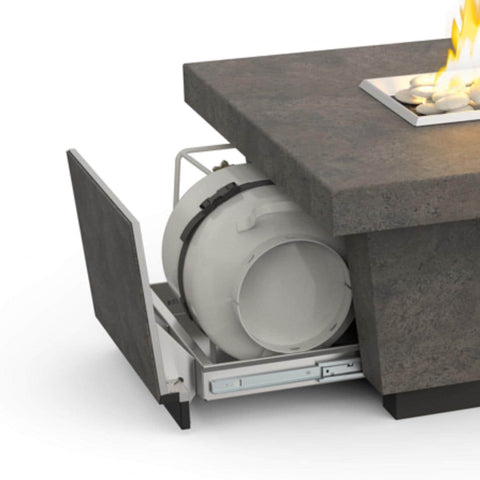 Contempo LP Select 52 Inch Rectangular GFRC Propane Fire Pit Table in Dark Basalt By American Fyre Designs