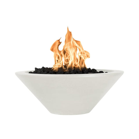 Cazo 24 Inch Match Light Round GFRC Concrete Natural Gas Fire Bowl in Limestone By The Outdoor Plus