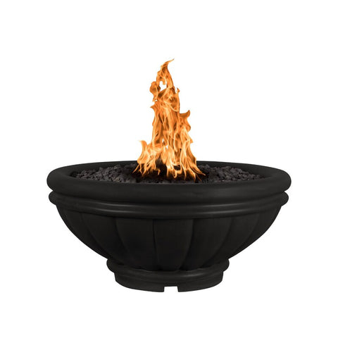 Roma 24 Inch Match Light Round GFRC Concrete Propane Fire Pit in Black By The Outdoor Plus