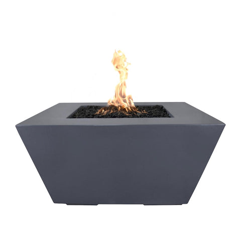 Redan 50 Inch Match Light Square GFRC Concrete Propane Fire Pit in Gray By The Outdoor Plus