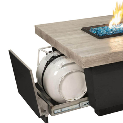 Contempo LP Select 52 Inch Rectangular GFRC Propane Fire Pit Table in Silver Pine By American Fyre Designs