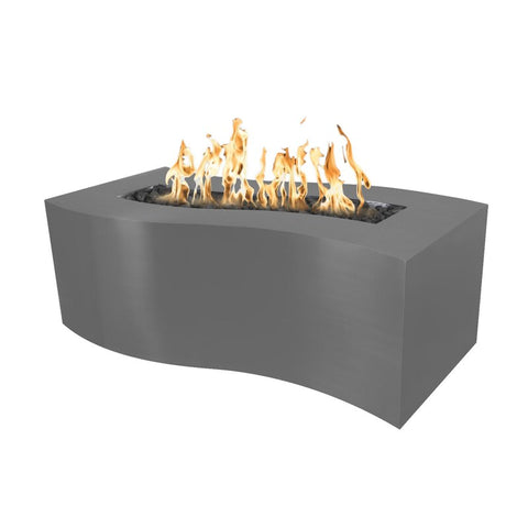 Billow 60 Inch Match Light Rectangular Powder Coated Steel Propane Fire Pit in Gray By The Outdoor Plus