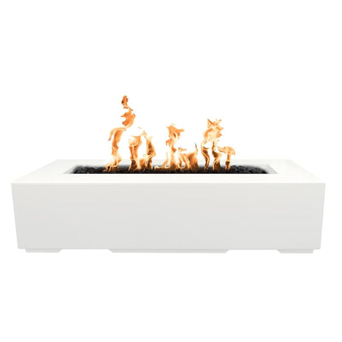 Regal 48 Inch Match Light Rectangular GFRC Concrete Propane Fire Pit in Limestone By The Outdoor Plus