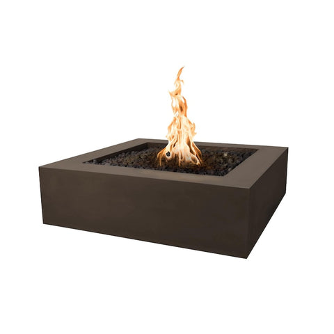 Quad 36 Inch Match Light Square GFRC Concrete Propane Fire Pit in Chocolate By The Outdoor Plus