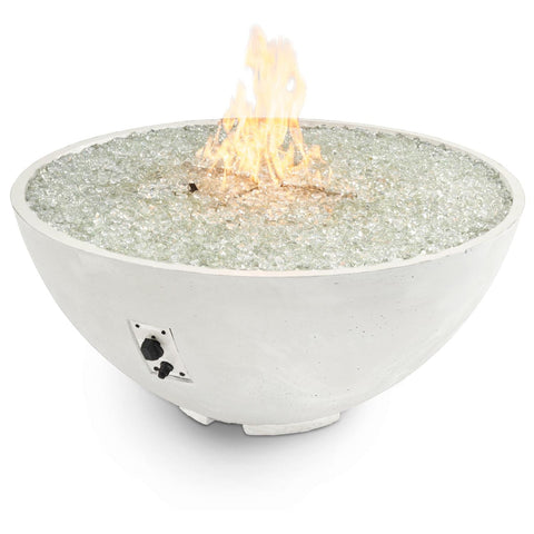 Cove 42 Inch Round GFRC Concrete Natural Gas (Ships As Propane With Conversion Fittings) Fire Bowl in White By The Outdoor GreatRoom Company