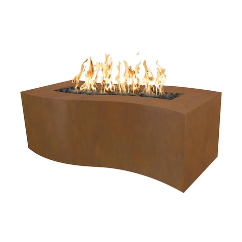 Billow 60 Inch Match Light Rectangular Corten Steel Propane Fire Pit in Copper By The Outdoor Plus
