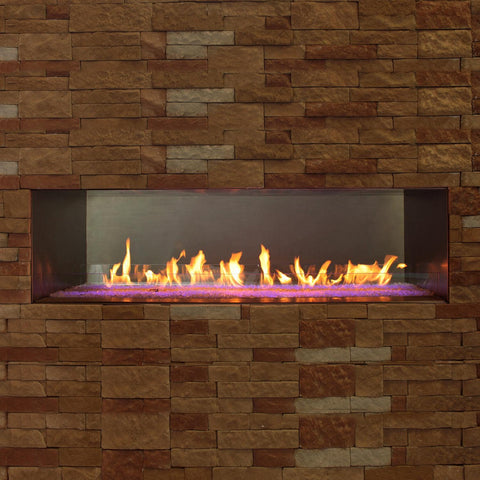 White Mountain Hearth By Empire Carol Rose 60-Inch Vent Free Natural Gas Outdoor Linear Fireplace W/ Manual Electronic Ignition & LED Light System - OLL60FP12SN