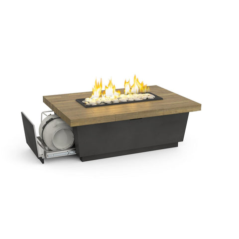 Contempo LP Select 52 Inch Rectangular GFRC Propane Fire Pit Table in French Barrel Oak By American Fyre Designs