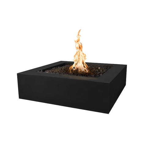 Quad 36 Inch Match Light Square GFRC Concrete Propane Fire Pit in Black By The Outdoor Plus