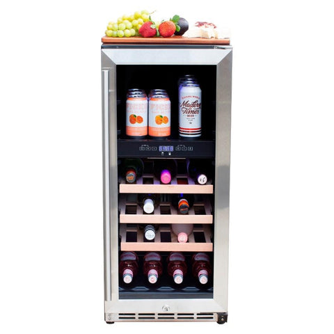 American Made Grills 15-Inch Outdoor Rated Dual Zone Wine Cooler - AMG-RFR-15WD