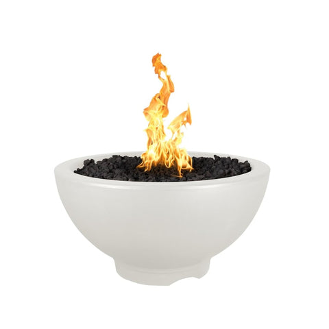 Sonoma 38 Inch Match Light Round GFRC Concrete Propane Fire Pit in Limestone By The Outdoor Plus