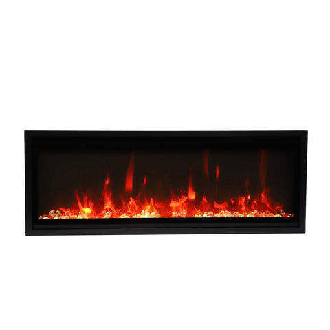 Remii by Amantii Panorama Extra Slim 55-Inch Smart Built-In Electric Fireplace with Black Steel Surround - Indoor/Outdoor - 102755-XS